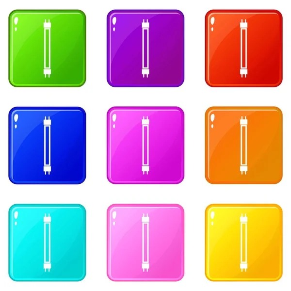 Conjunto de iconos de lámpara de fluorescencia 9 — Vector de stock