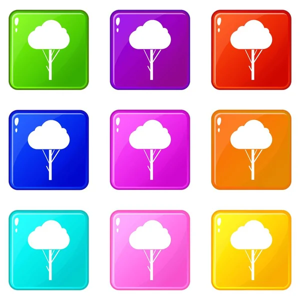 Träd ikoner 9 set — Stock vektor