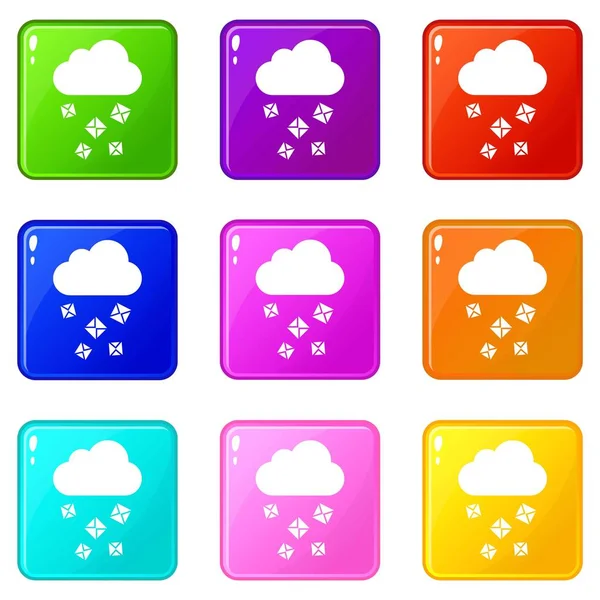 Cloud en hagel pictogrammen 9 set — Stockvector