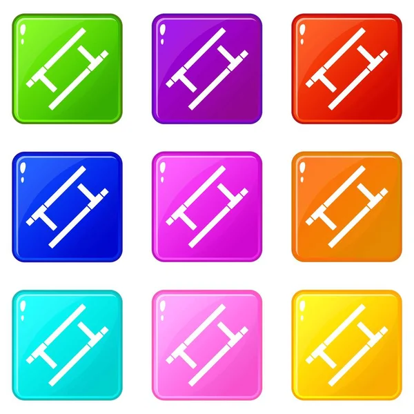 Tonfa icons 9 set — Stock Vector