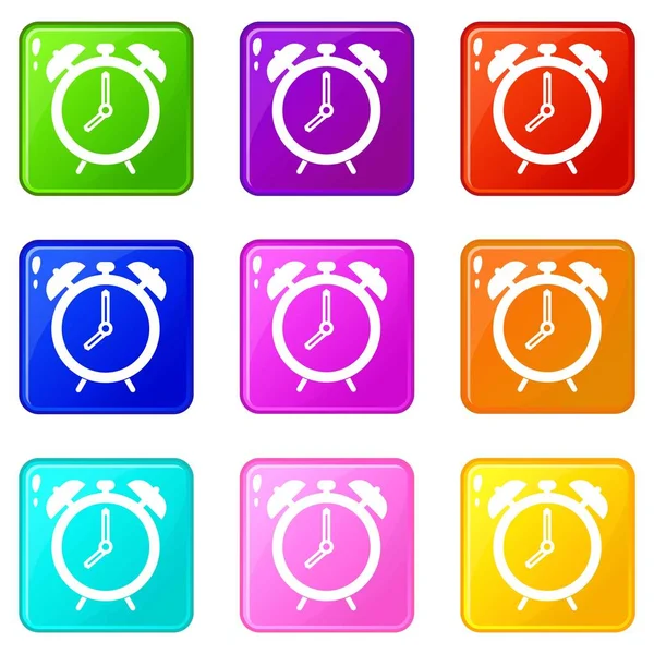 Ícones do relógio de alarme 9 conjunto —  Vetores de Stock