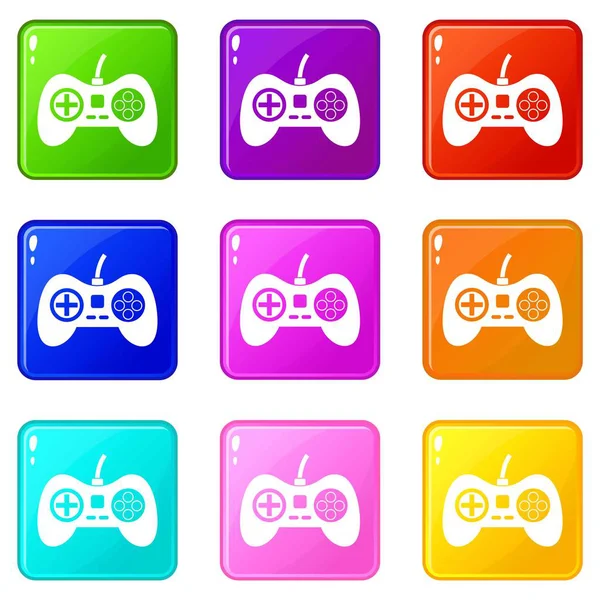 Иконки контроллера игровой приставки 9 набор — стоковый вектор
