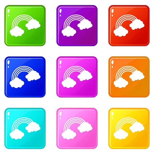 Regenboog pictogrammen 9 set — Stockvector