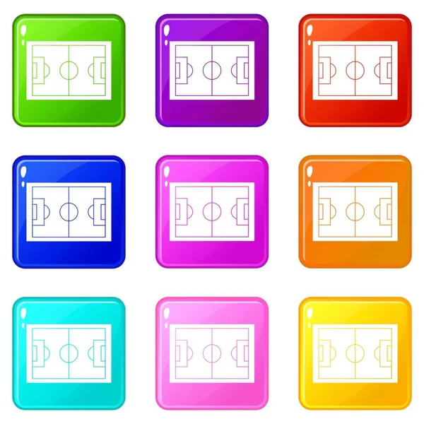 Icônes de terrain de football 9 ensemble — Image vectorielle