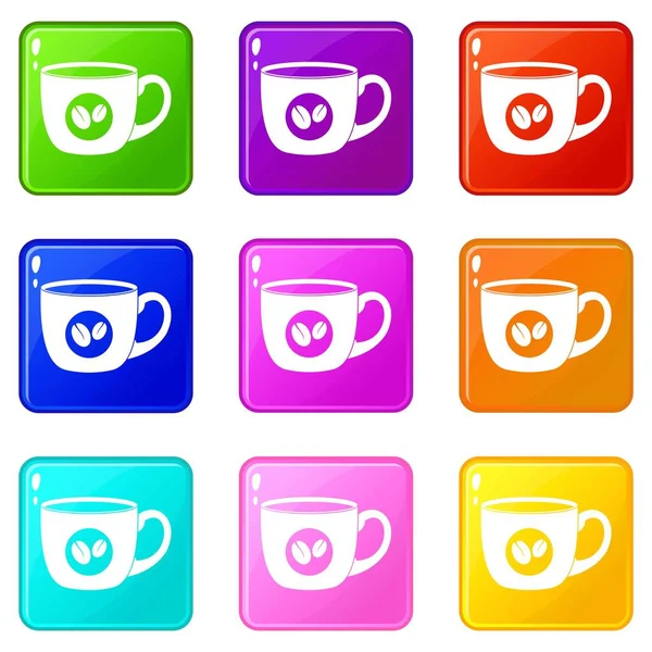 Copa de iconos de café 9 conjunto — Vector de stock