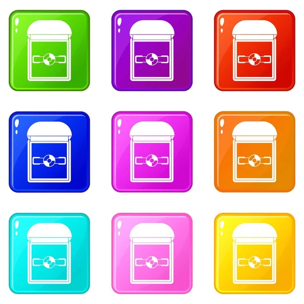 Ring in einer Samtbox Icons 9 Set — Stockvektor