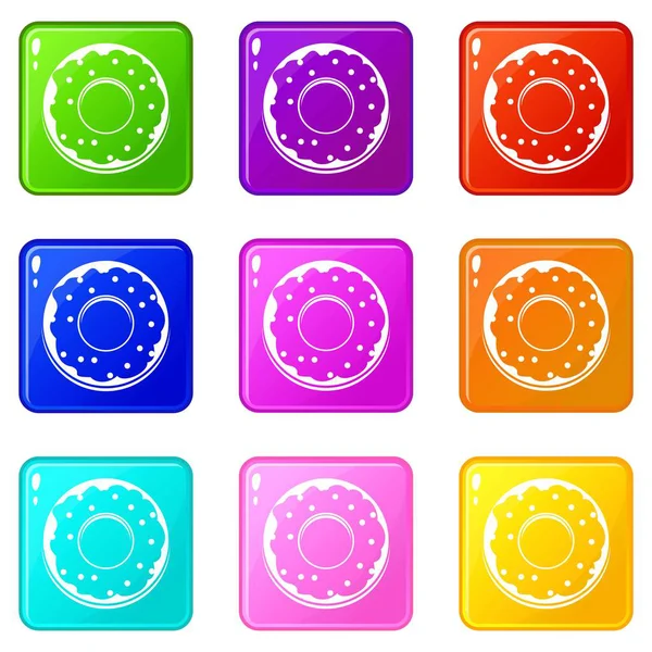 Donut iconos 9 conjunto — Vector de stock