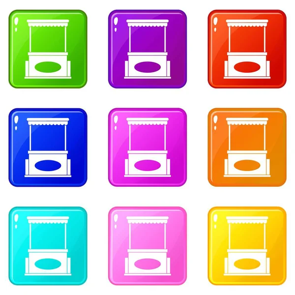 Calle quiosco iconos 9 conjunto — Vector de stock