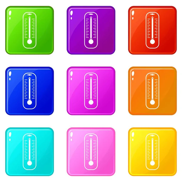 Thermometer icons 9 set — Stock Vector