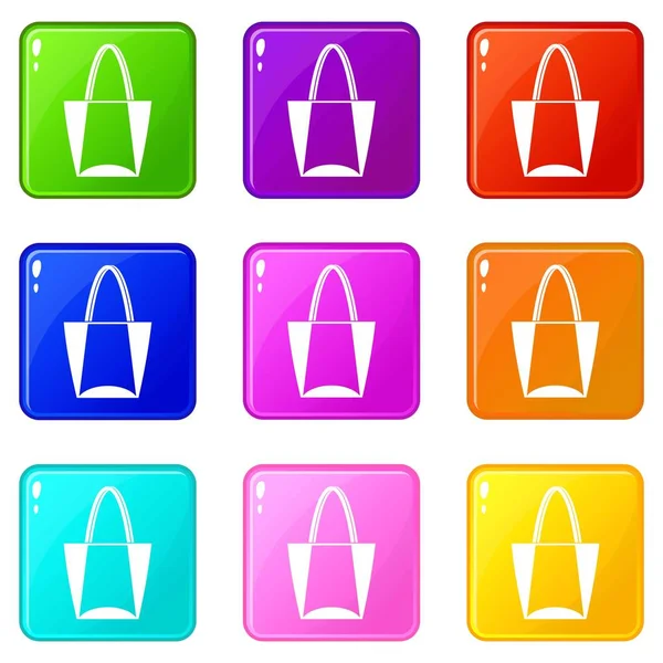 Big bag icons 9 set — Stock Vector