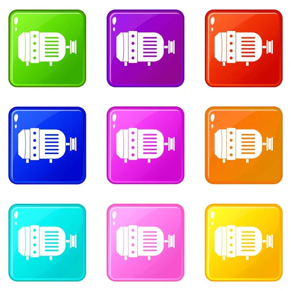 Iconos de motor eléctrico 9 set — Vector de stock