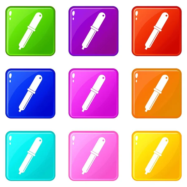 Color picker pipett ikoner 9 set — Stock vektor