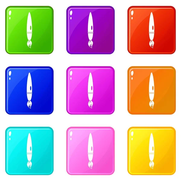 Drawing brush icons 9 set — Stock Vector