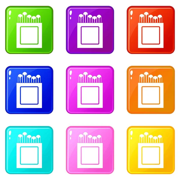 Crayones iconos 9 conjunto — Vector de stock