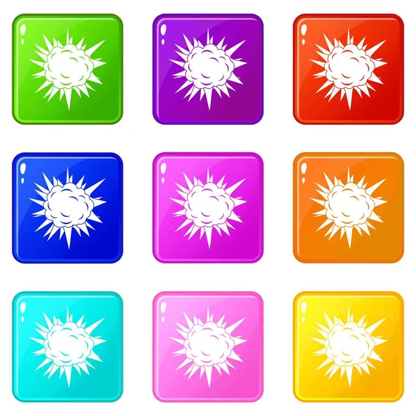 Terrible explosion icons 9 set — Stock Vector