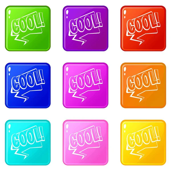 Cool, komische tekst toespraak bubble pictogrammen 9 set — Stockvector