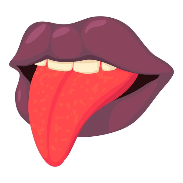 Lábios com ícone de língua, estilo cartoon —  Vetores de Stock