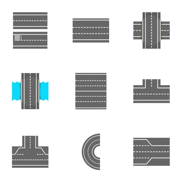 Types d'icônes de routes ensemble, style dessin animé — Image vectorielle