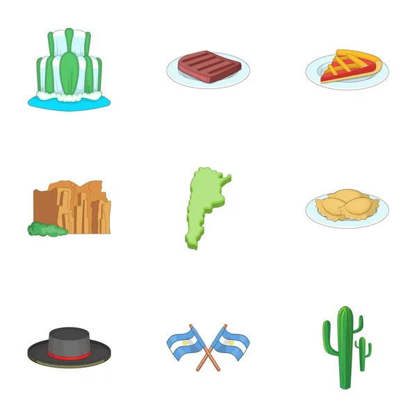 Argentinië picknick iconen set, cartoon stijl — Stockvector
