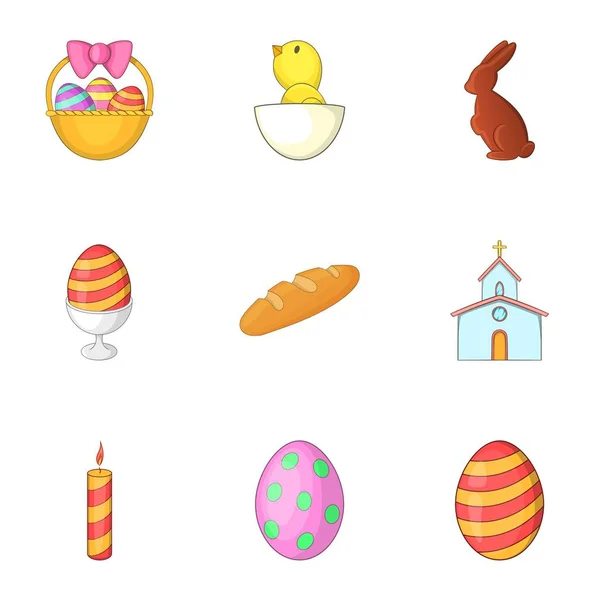 Easter celebration icons set, cartoon style — Stock Vector