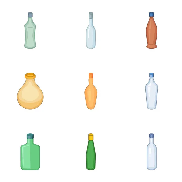 Пустая бутылка алкоголя, набор в стиле мультфильма — стоковый вектор