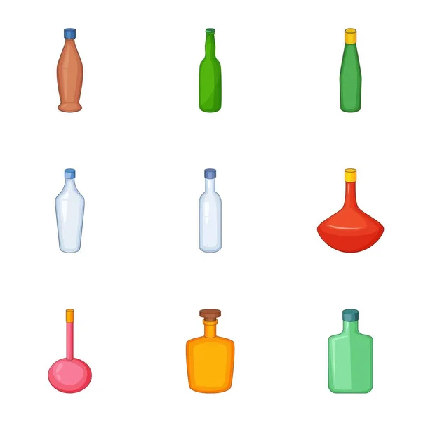 类型的瓶子图标设置, 卡通风格 — 图库矢量图片