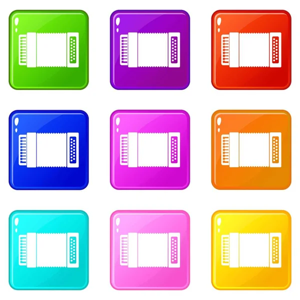 Accordion icons 9 set — Stock Vector