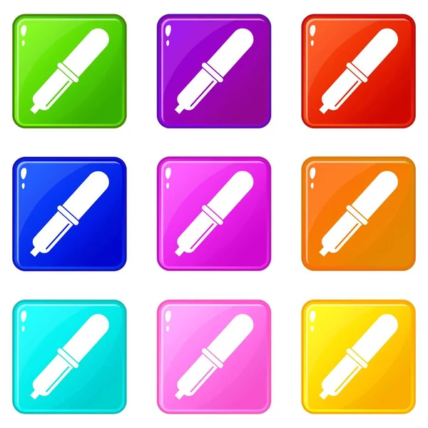 Pipette icons 9 set — Stock Vector