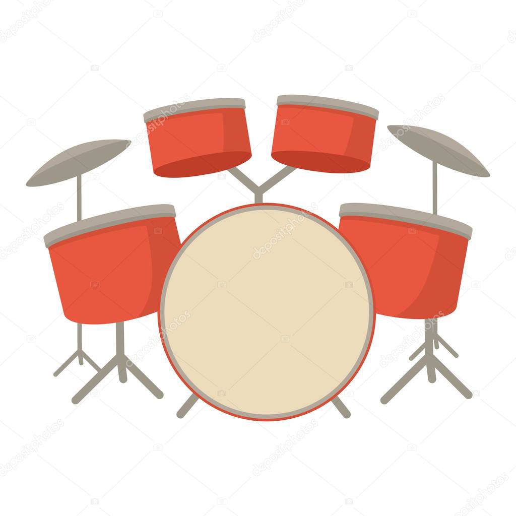 Drum set icon, cartoon style