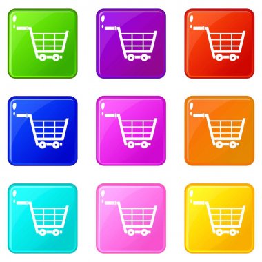 Büyük alışveriş arabası simgeler 9 ayarla