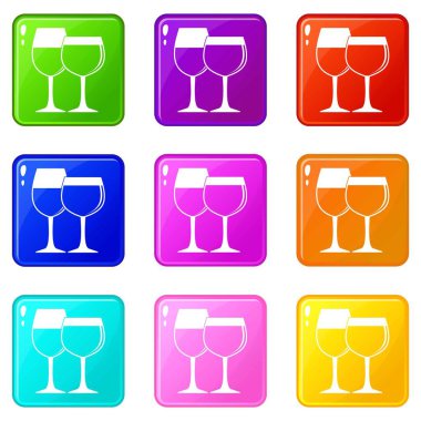 İki kadeh şarap simgeler 9 ayarla