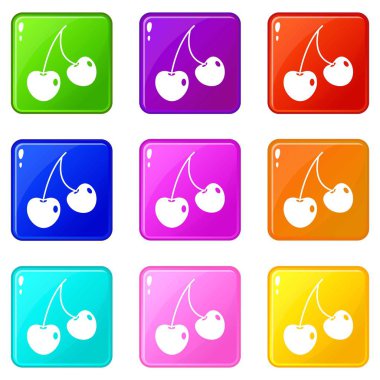 İki kiraz meyveleri simgeler 9 ayarla