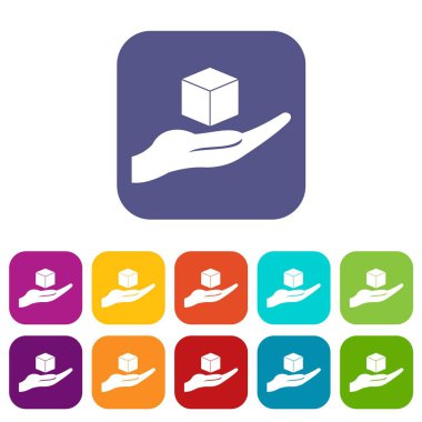 3d modeli simgeler düz ayarlamak küp