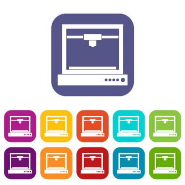 3D yazıcı modeli simgeleri düz ayarlamak