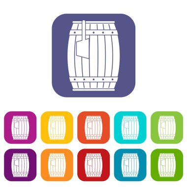 Kepçe simgeleri ile ahşap varil düz ayarla