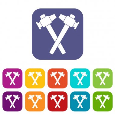 Demirci çekiç simgeler düz ayarlamak geçti