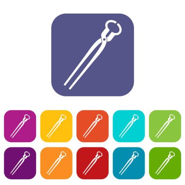 Vintage demirci kerpeten simgeleri düz ayarlamak