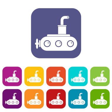 Denizaltı simgeleri düz ayarlamak