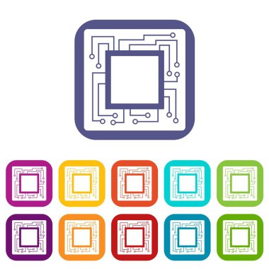 Mikroçip simgeleri düz ayarlamak