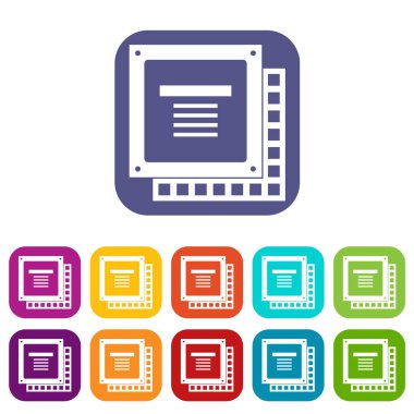 Bilgisayar Cpu işlemci çip simgeler düz ayarla