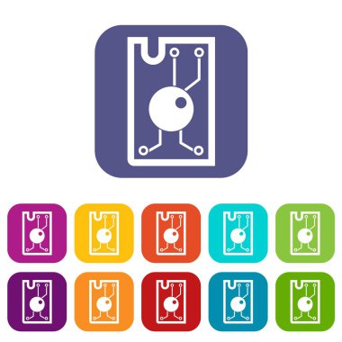 İşlemci çip simgeleri düz ayarlamak