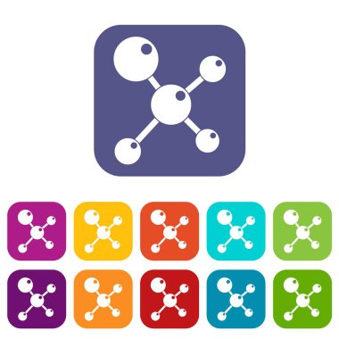 Kimyasal ve fiziksel molekülleri simgeleri düz ayarlamak