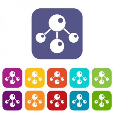 Kimyasal ve fiziksel molekülleri simgeleri düz ayarlamak