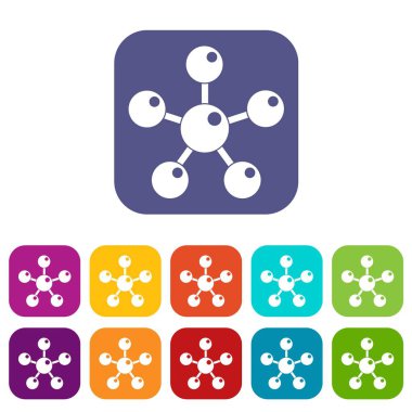 Kimyasal ve fiziksel molekülleri simgeleri düz ayarlamak