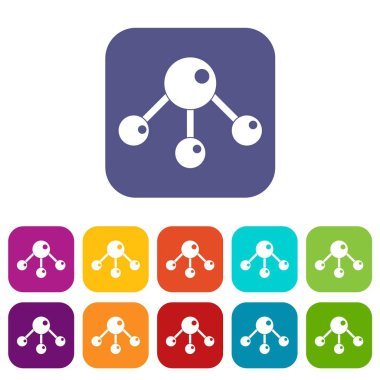 Kimyasal ve fiziksel molekülleri simgeleri düz ayarlamak