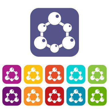 Kimyasal ve fiziksel molekülleri simgeleri düz ayarlamak