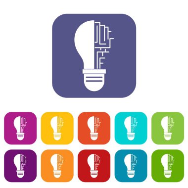 Devre kartı ampul kutsal kişilerin resmi içinde düz ayarla