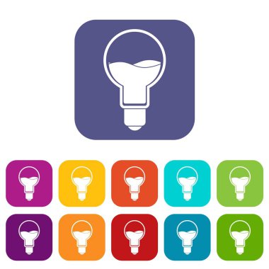 Ampul kutsal kişilerin resmi içinde mavi su ile düz ayarla