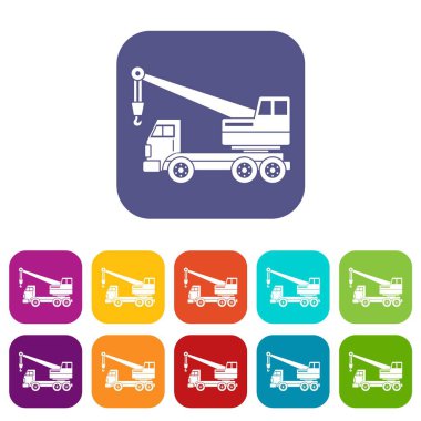 Kamyon vinç simgeleri düz ayarlamak