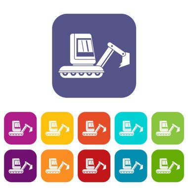 Mini ekskavatör simgeleri düz ayarlamak